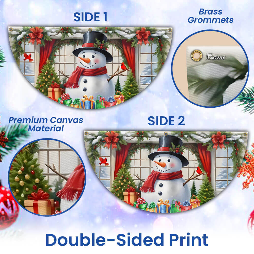 Snowman Merry Christmas Non-Pleated Fan Flag
