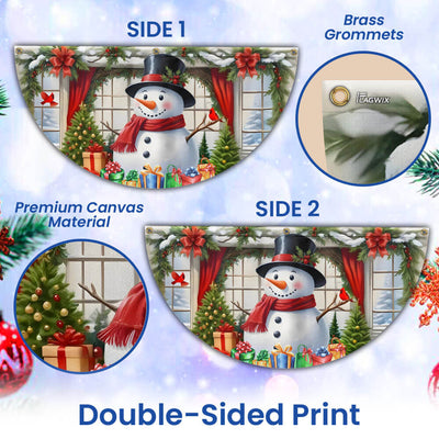 Snowman Merry Christmas Non-Pleated Fan Flag