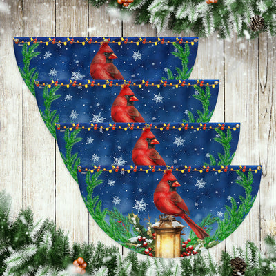 Cardinal Bird And Lantern Christmas Non-Pleated Fan Flag