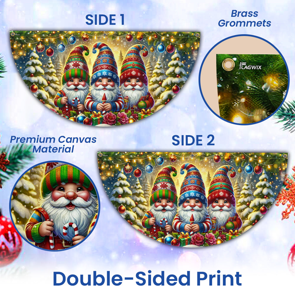 Christmas Gnomes Holidays Winter Non-Pleated Fan Flag