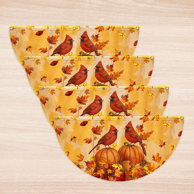 Welcome Fall Cardinals Autumn Leaves Pumpkin Fall Non-Pleated Fan Flag