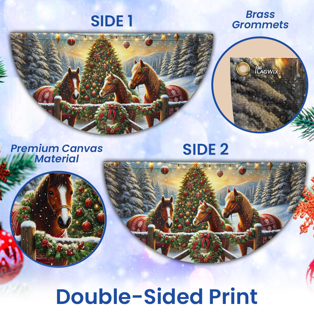 Horse Christmas Farm Non-Pleated Fan Flag