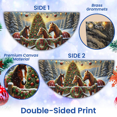 Horse Christmas Farm Non-Pleated Fan Flag
