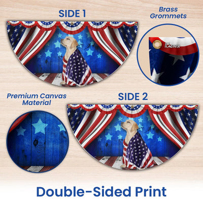 Flagwix American Flag - Patriotic Dog Yellow Labrador Retriever American Non-Pleated Fan Flag Wrapped in Glory TPT1634FLv1