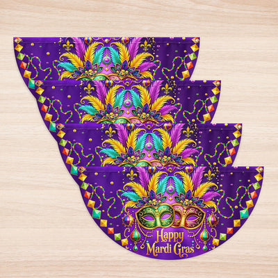 Happy Mardi Gras Non-Pleated Fan Flag