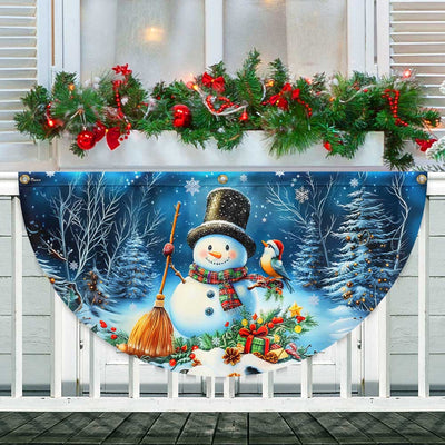 Snowman Let It Snow Christmas Non-Pleated Fan Flag