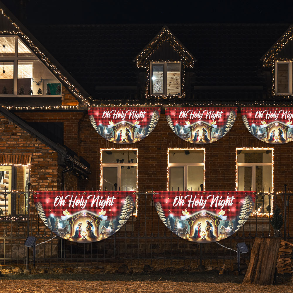 Nativity Of Jesus Christmas Silent Night Oh Holy Night Solar Led Fan Flag