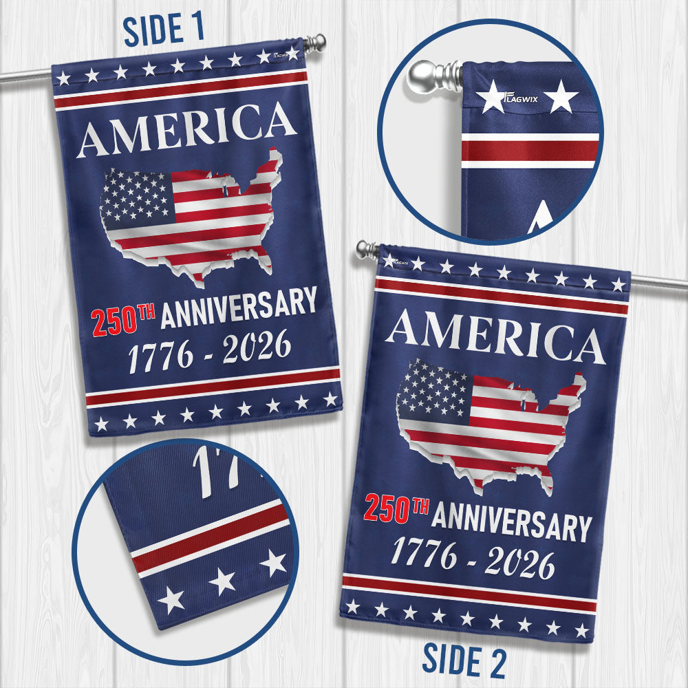 Flagwix American Flag - 250th Anniversary Semiquincentennial America Map Flag