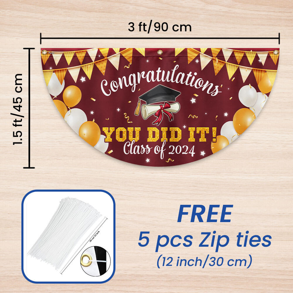 Congratulations You Did It, Happy Graduation Non-Pleated Fan Flag