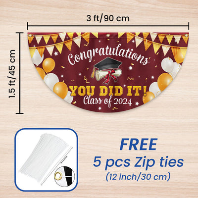 Congratulations You Did It, Happy Graduation Non-Pleated Fan Flag