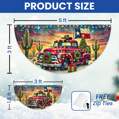 Texas Christmas Truck Non-Pleated Fan Flag