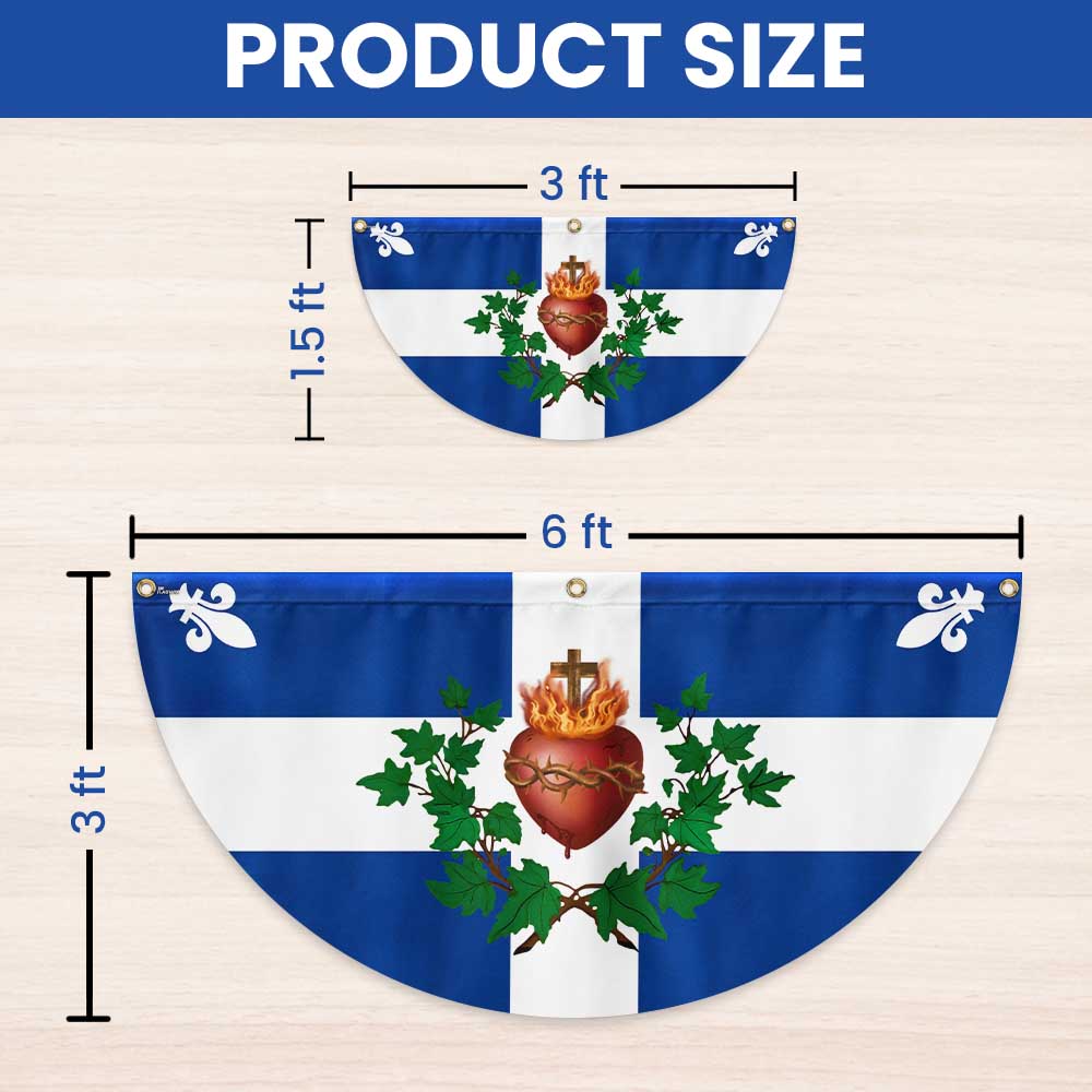 Quebec Sacred Heart Of Jesus Flag Christian Catholic Non-Pleated Fan Flag