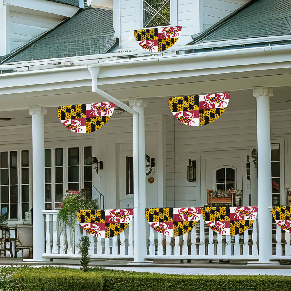 Maryland State Crab and Black-eyed Susan Flower Maryland Non-Pleated Fan Flag