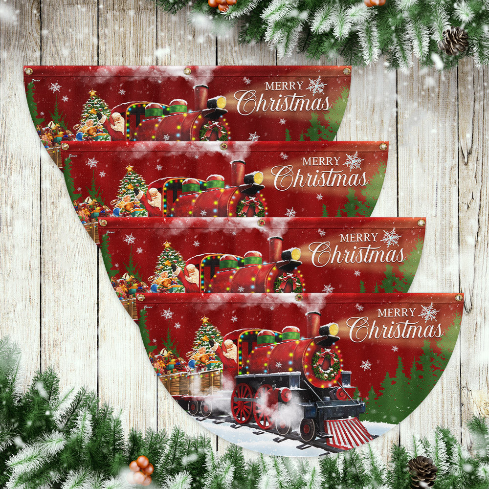 Christmas Santa Train Santa Claus Non-Pleated Fan Flag