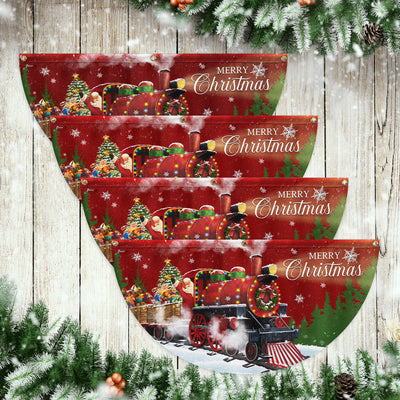 Christmas Santa Train Santa Claus Non-Pleated Fan Flag