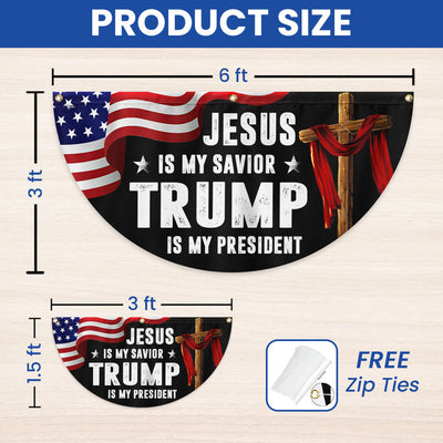 Trump Flag Jesus Is My Savior Trump Is My President Non-Pleated Fan Flag