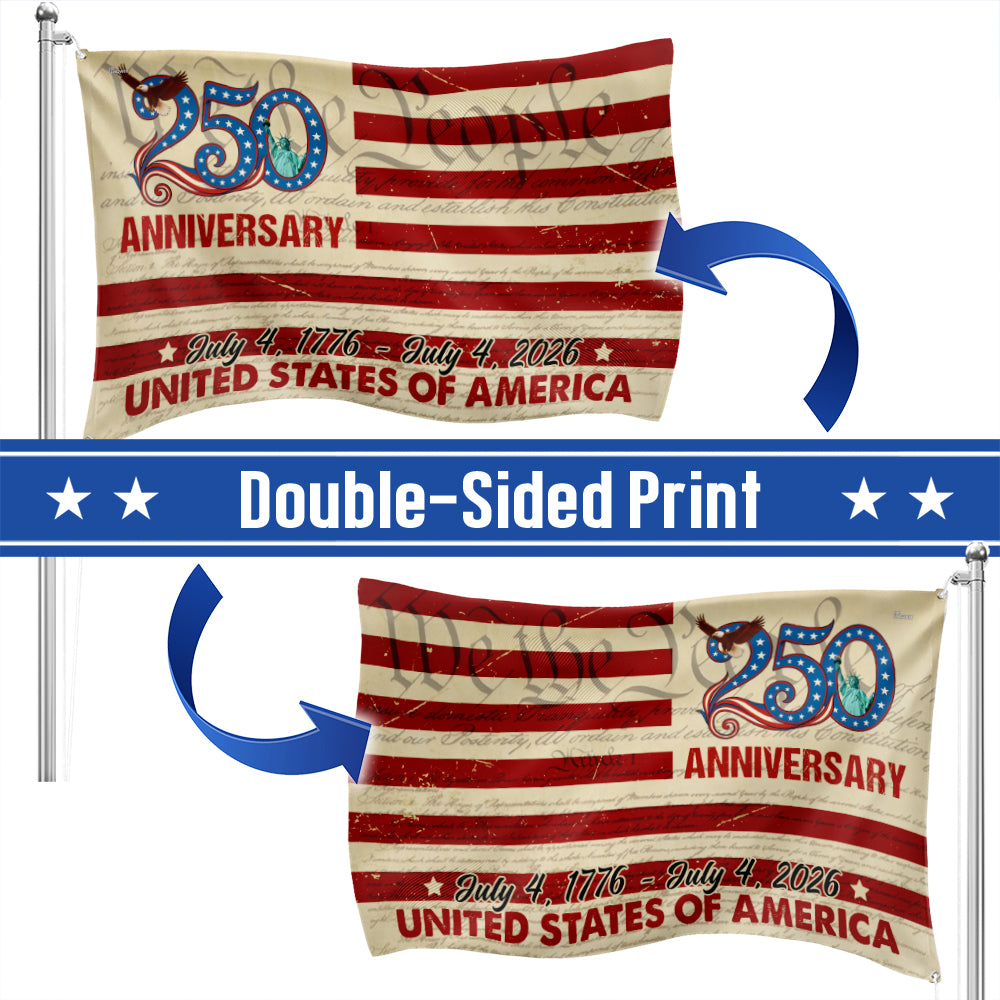 Flagwix 250th Anniversary US Grommet Flag - July 4, 2026 United States of America