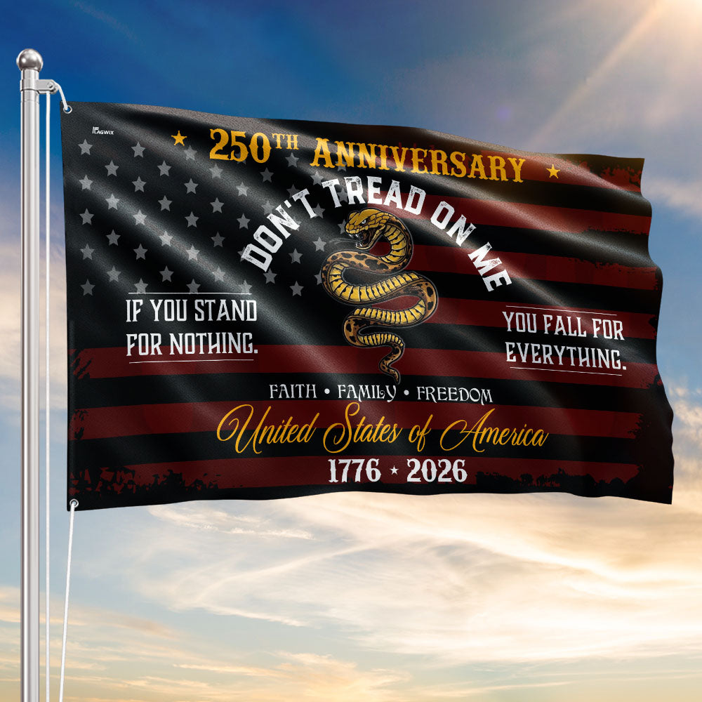 Flagwix USA 250th Anniversary Grommet Flag – Don’t Tread On Me Gadsden Flag Patriotic Design
