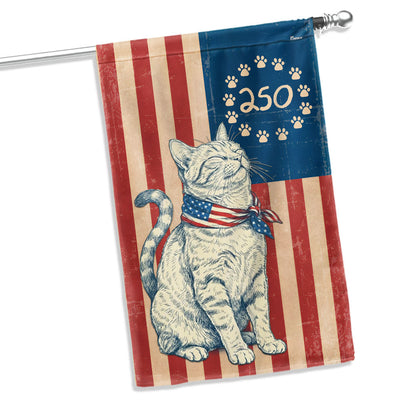 Flagwix Patriotic Cat Garden Flag - 250th Anniversary Paw Prints Betsy Ross Flag Decor