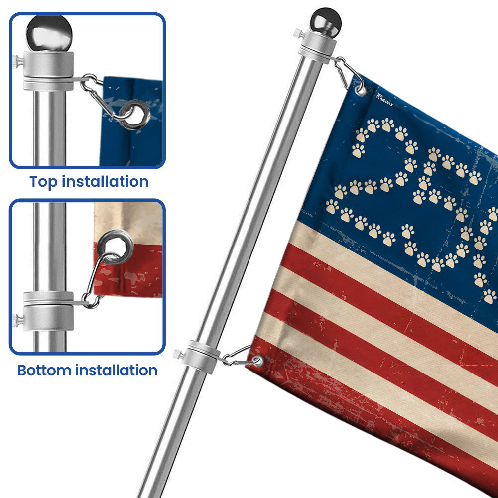Flagwix Patriotic Cat Grommet Flag - 250th Anniversary Paw Prints 1776-2026 Decor