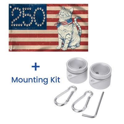 Flagwix Patriotic Cat Grommet Flag - 250th Anniversary Paw Prints 1776-2026 Decor