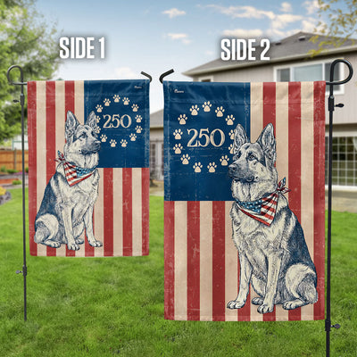 Flagwix Patriotic German Shepherd Garden Flag - 250th Anniversary Paw Prints Betsy Ross Flag Decor