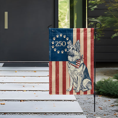 Flagwix Patriotic German Shepherd Garden Flag - 250th Anniversary Paw Prints Betsy Ross Flag Decor