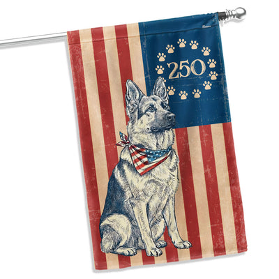 Flagwix Patriotic German Shepherd Garden Flag - 250th Anniversary Paw Prints Betsy Ross Flag Decor