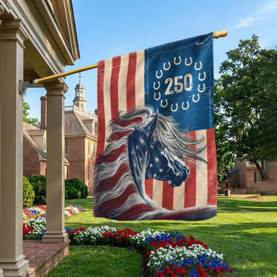 Flagwix Patriotic Horse Garden Flag - 250th Anniversary Horse Prints Betsy Ross Flag Decor