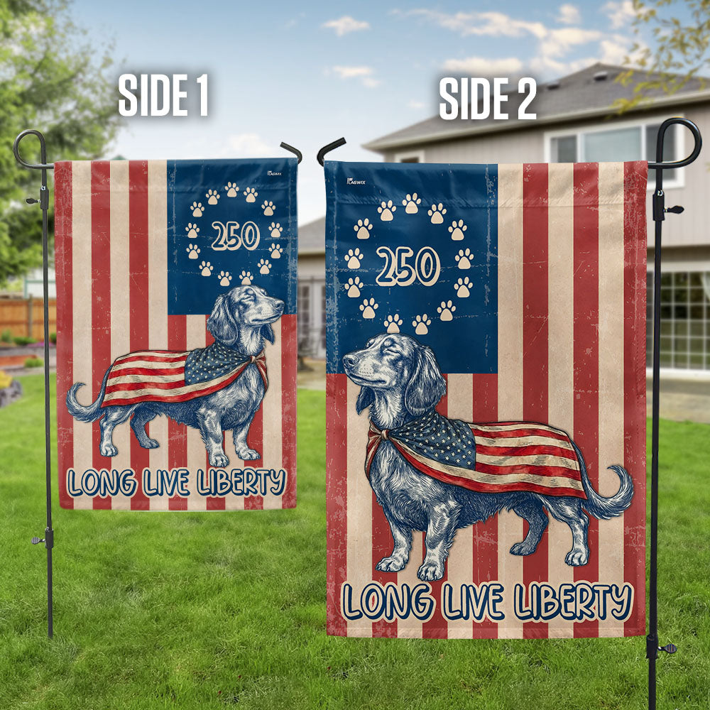 Flagwix Patriotic Dachshund Garden Flag - 250th Anniversary Paw Wiener Prints Betsy Ros Flag Decor