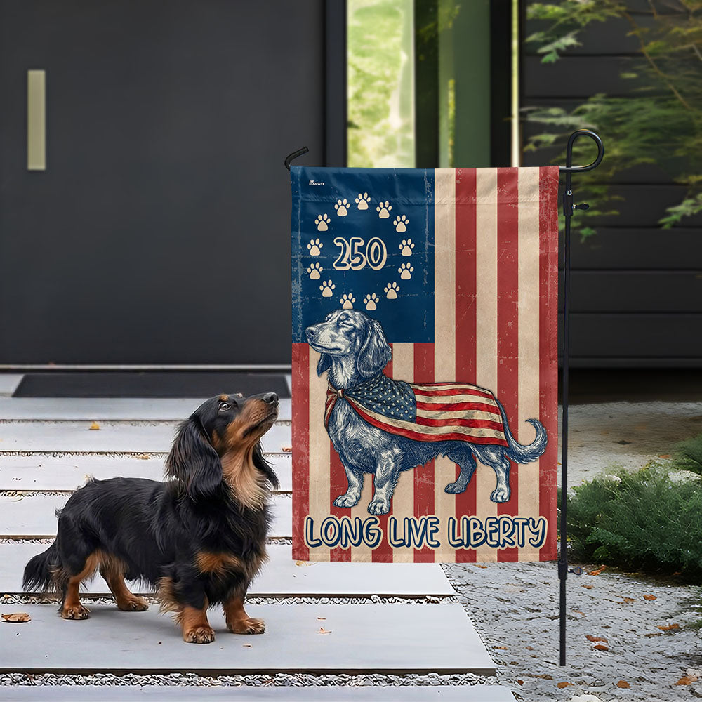Flagwix Patriotic Dachshund Garden Flag - 250th Anniversary Paw Wiener Prints Betsy Ros Flag Decor