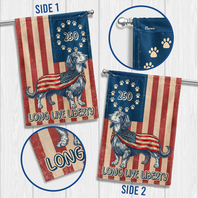 Flagwix Patriotic Dachshund Garden Flag - 250th Anniversary Paw Wiener Prints Betsy Ros Flag Decor