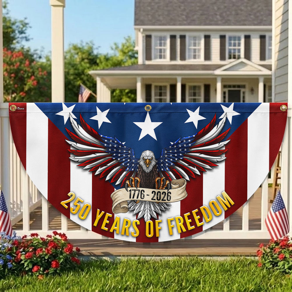 250 Years of Freedom Non-Pleated Fan Flag Patriotic Eagle Bunting