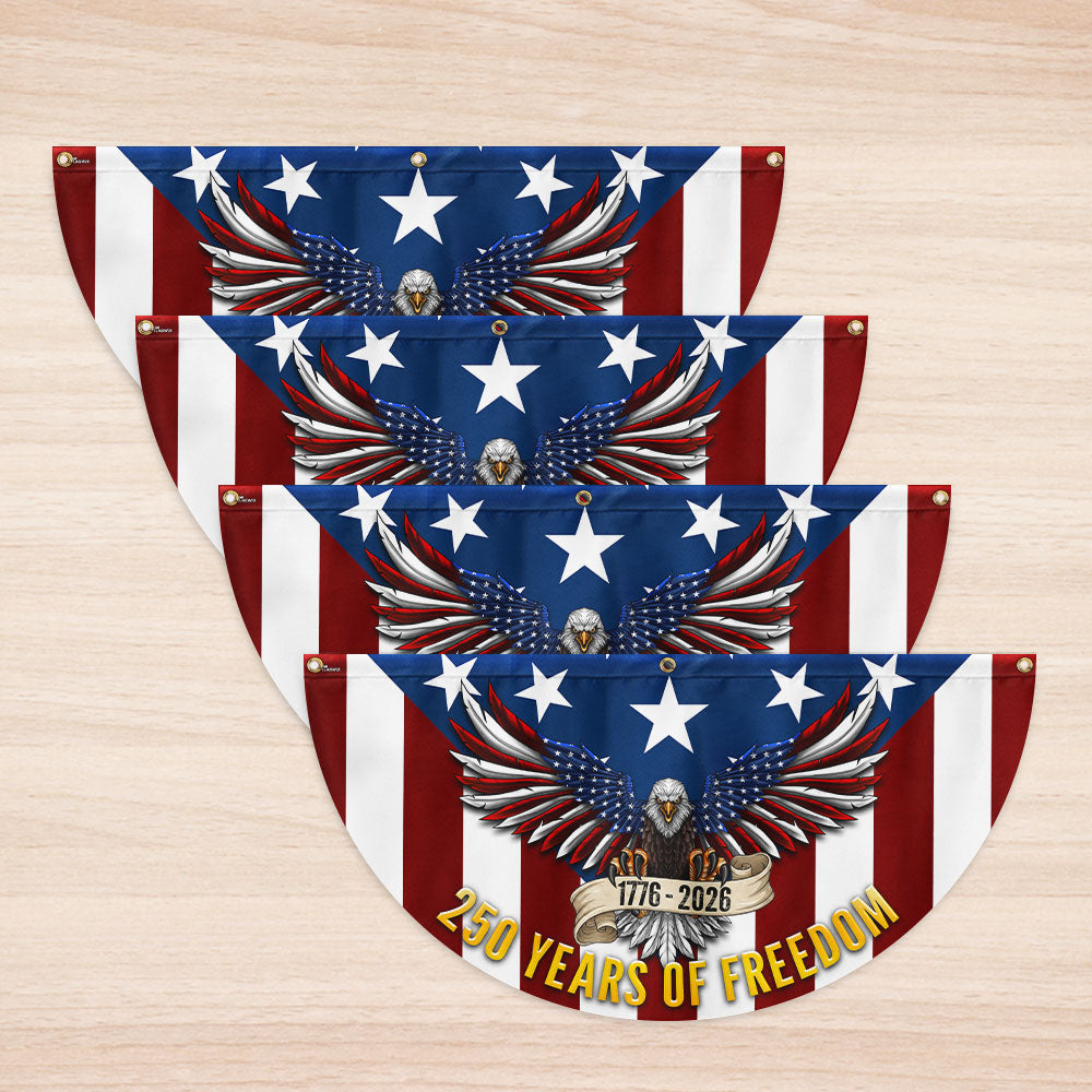 250 Years of Freedom Non-Pleated Fan Flag Patriotic Eagle Bunting
