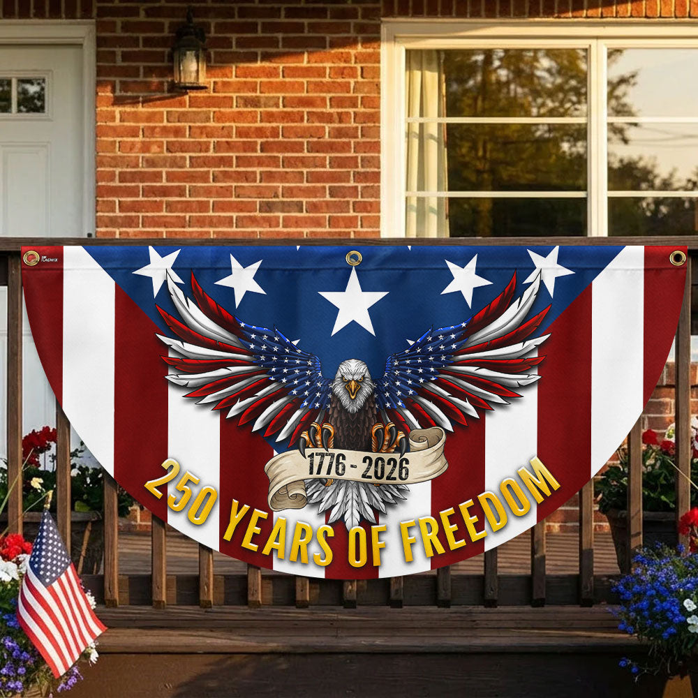 250 Years of Freedom Non-Pleated Fan Flag Patriotic Eagle Bunting