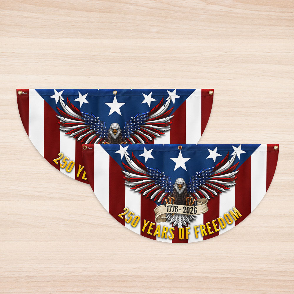 250 Years of Freedom Non-Pleated Fan Flag Patriotic Eagle Bunting