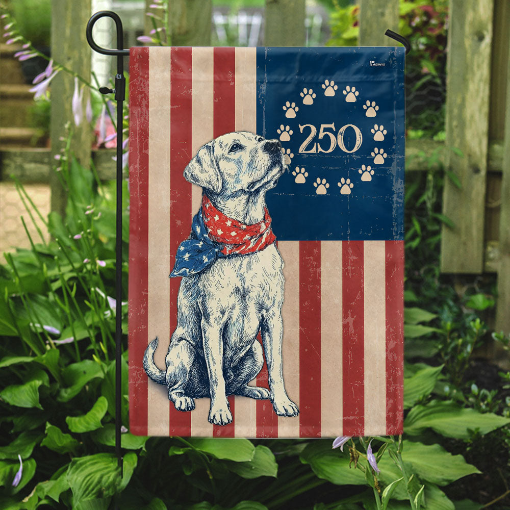 Flagwix Patriotic Labrador Retriever  Garden Flag - 250th Anniversary Paw Prints Betsy Ross Flag Decor