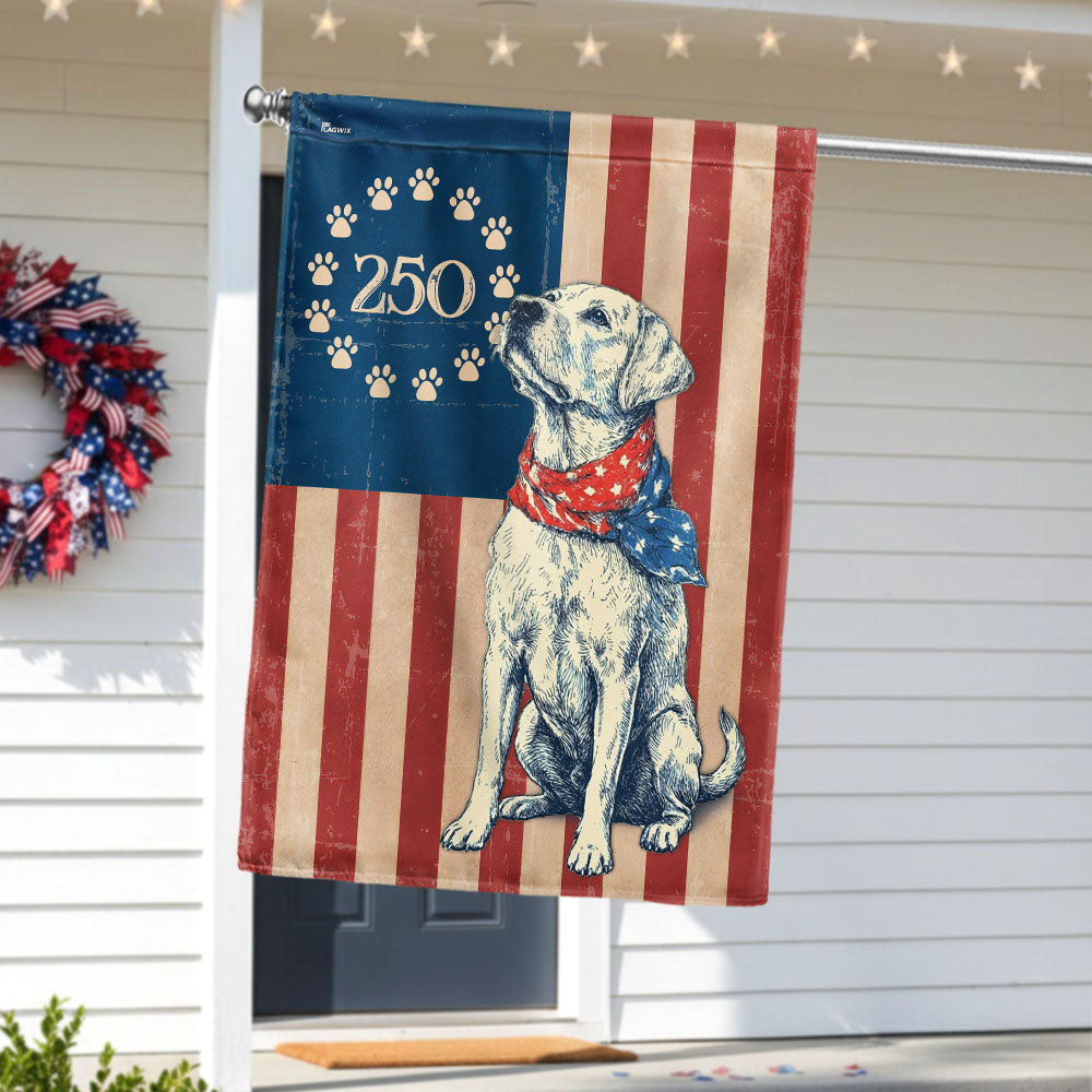 Flagwix Patriotic Labrador Retriever  Garden Flag - 250th Anniversary Paw Prints Betsy Ross Flag Decor