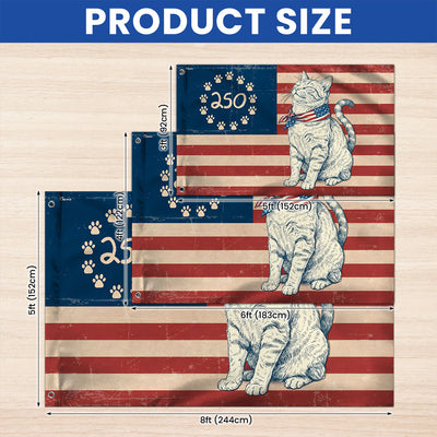 Flagwix Patriotic Cat Grommet Flag - 250th Anniversary Paw Prints Betsy Ross Flag Decor