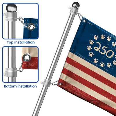 Flagwix Patriotic Cat Grommet Flag - 250th Anniversary Paw Prints Betsy Ross Flag Decor