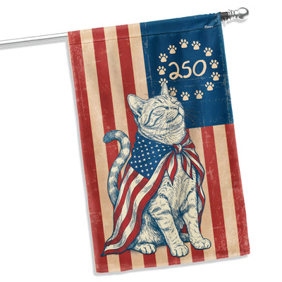 Flagwix Wrapped in Glory Cat Garden Flag - 250th Anniversary Patriotic Paw Prints Betsy Ross Flag Decor