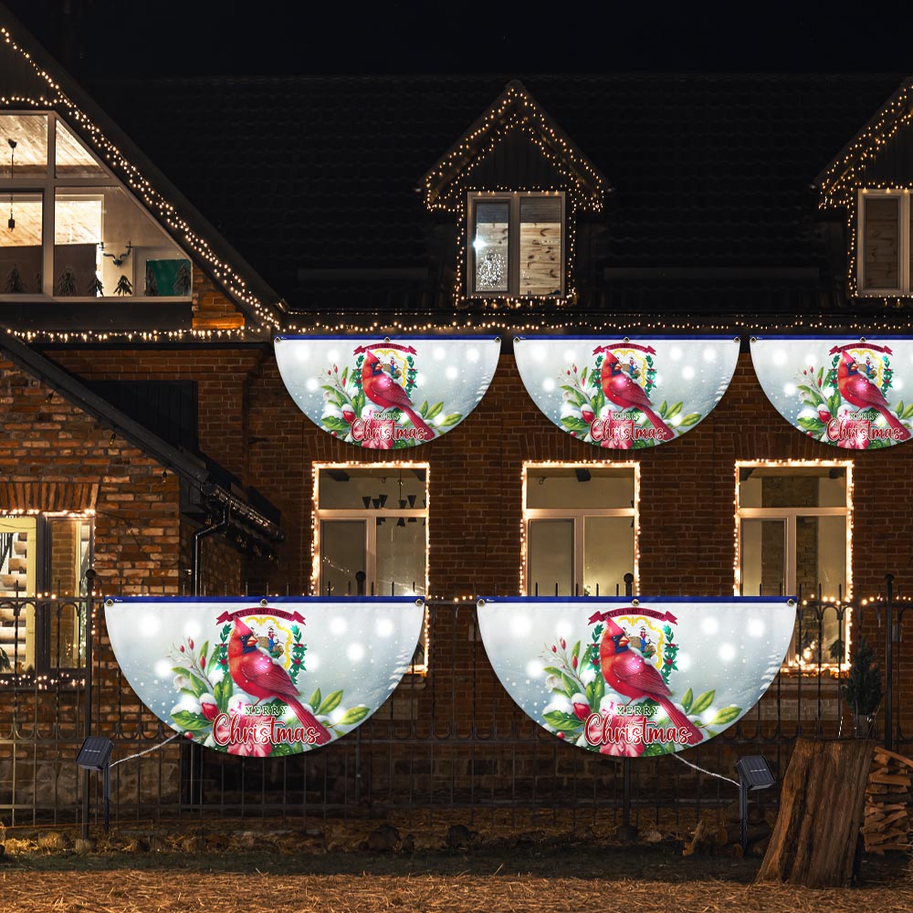 West Virginia Cardinal Christmas Solar Led Fan Flag