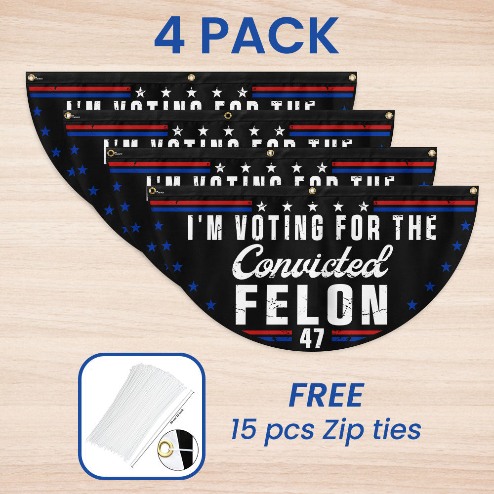 I'm Voting For The Felon 47 Trump Non-Pleated Fan Flag