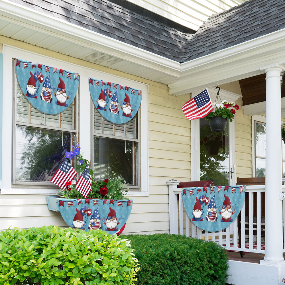 Flagwix American Flag - Patriotic Gnome 4th Of july Non-Pleated Fan Flag