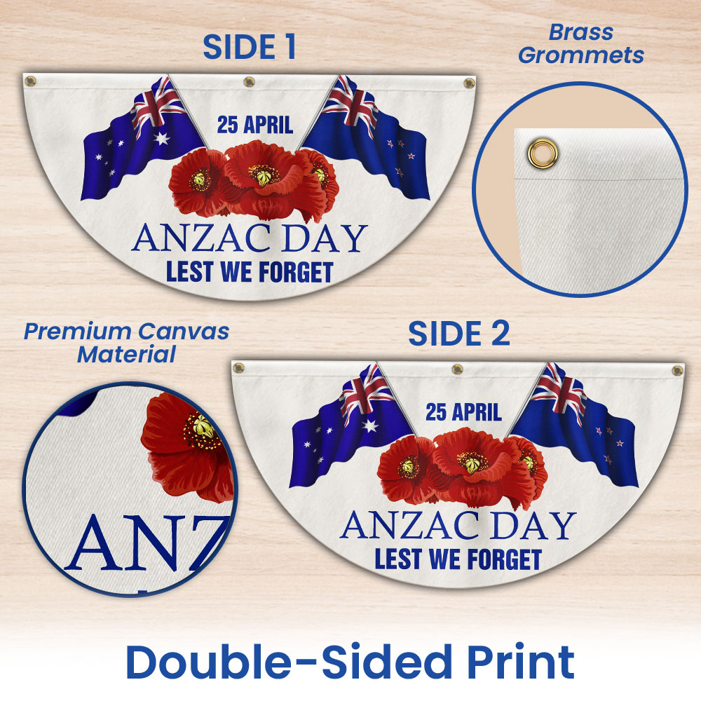 Anzac Day 25 April Lest We Forget Non-Pleated Fan Flag