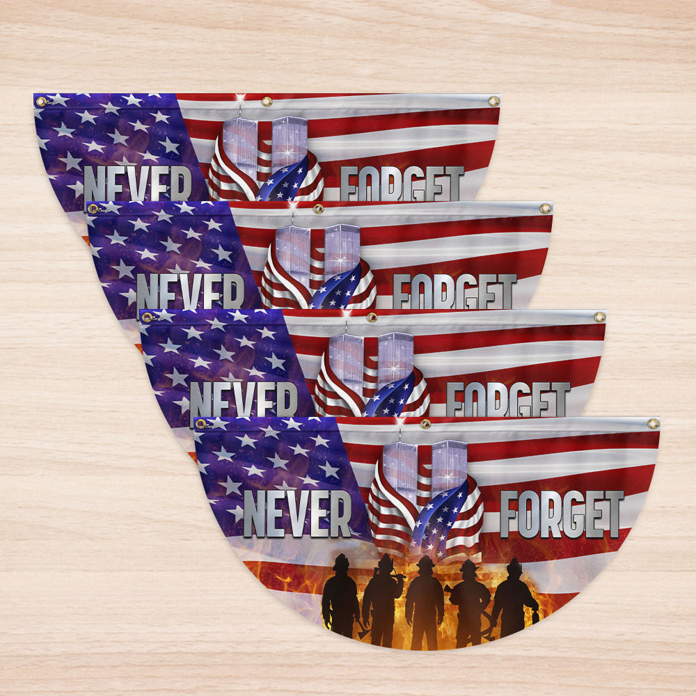 Patriot Day September 11th Never Forget Twin Tower Memorial Non-Pleated Fan Flag