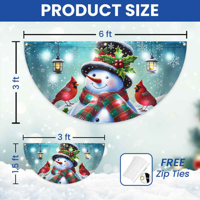 Snowman and Cardinal Christmas Solar Led Fan Flag