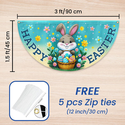 Happy Easter Bunny Non-Pleated Fan Flag