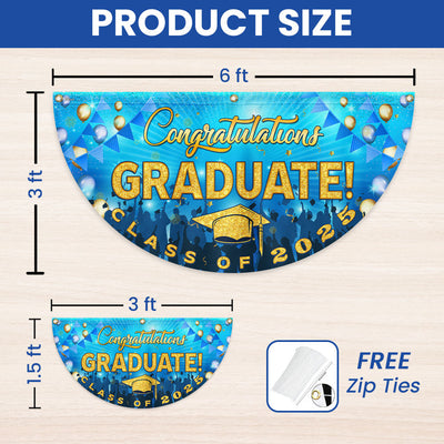 Happy Graduation, Congratulation Graduate Class of 2025  Non-Pleated Fan Flag