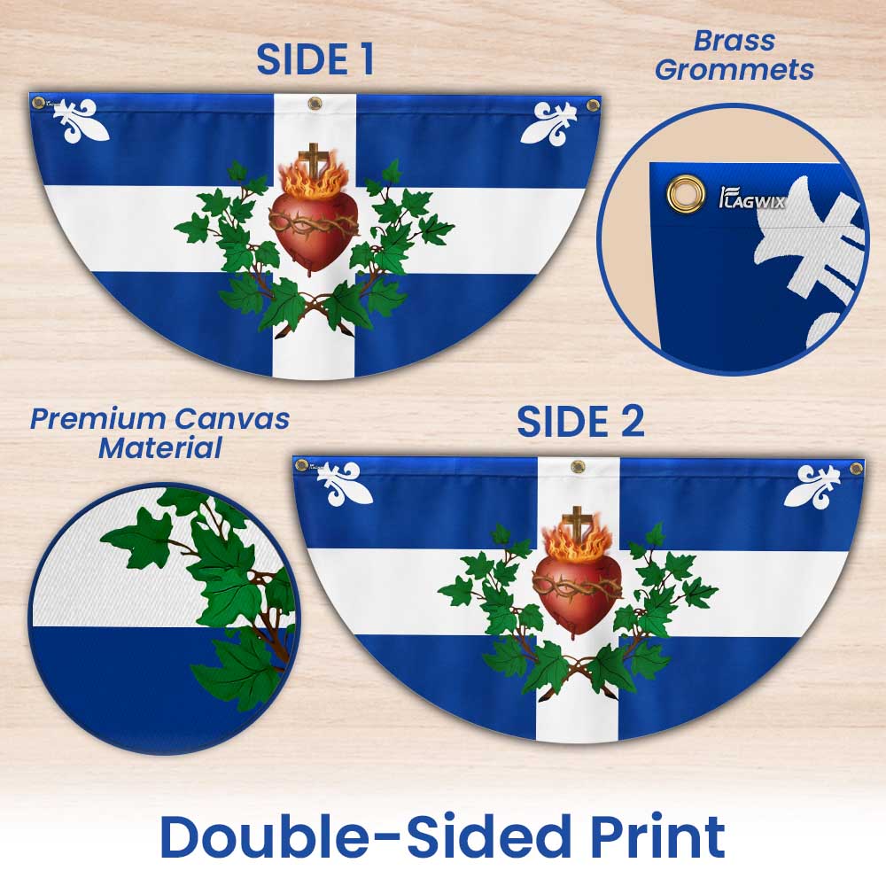 Quebec Sacred Heart Of Jesus Flag Christian Catholic Non-Pleated Fan Flag